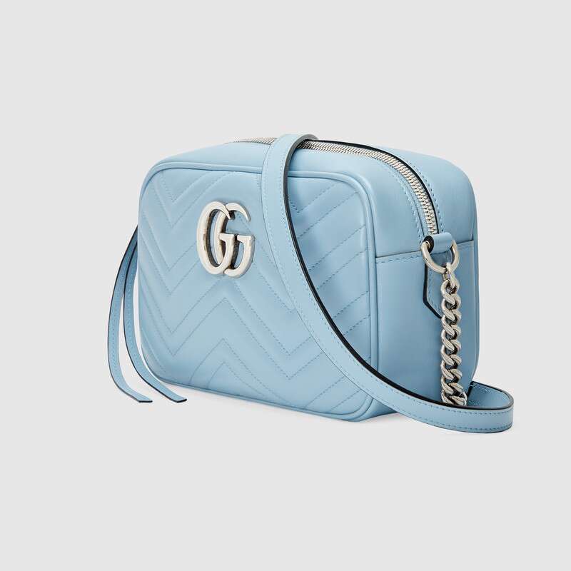 Gucci GG Marmont Small Matelasse Shoulder Bag 447632 Light Blue